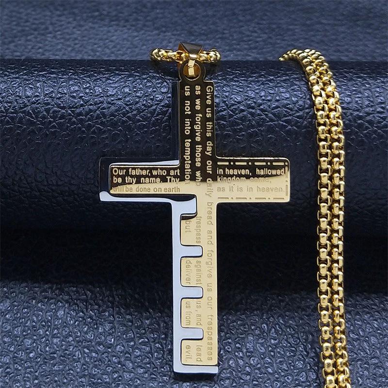 Stainless Steel Cross Necklace For Men by GJG Denim