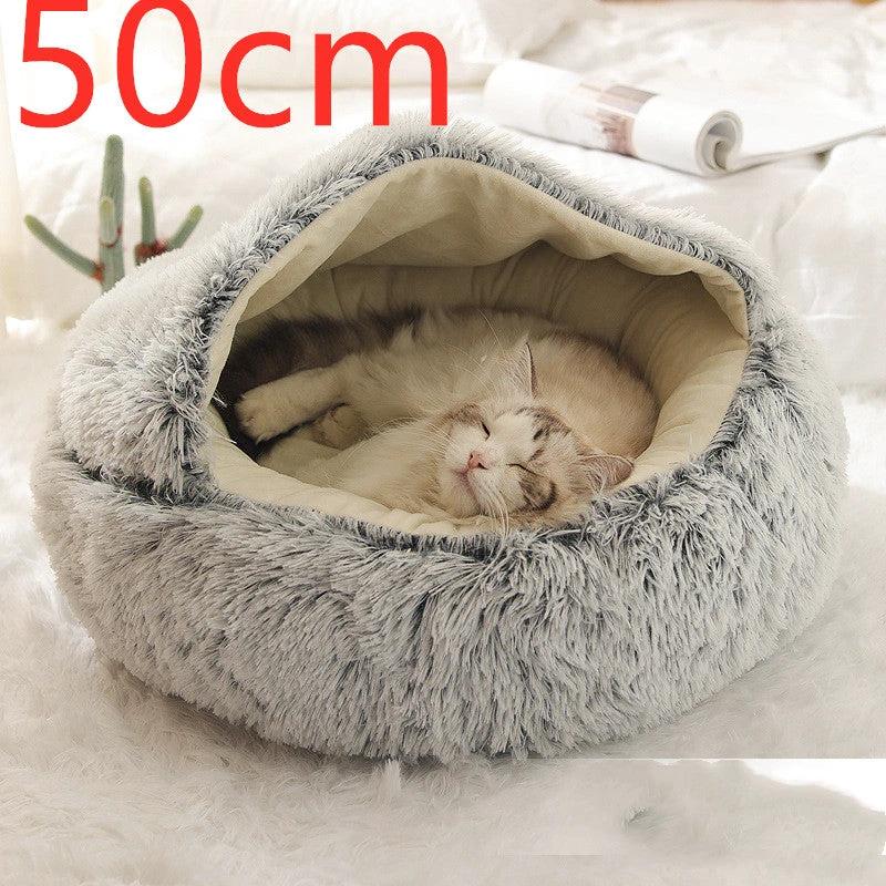 2 In 1 Dog And Cat Bed Pet Winter Bed Round Plush Warm Bed House Soft Long Plush Pets Bed Pet Products by GJG Denim