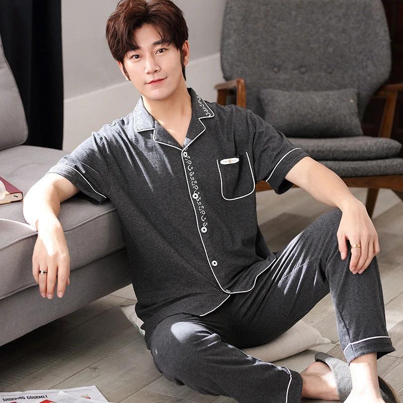 Short-Sleeved Men's Casual Pajamas by GJG Denim