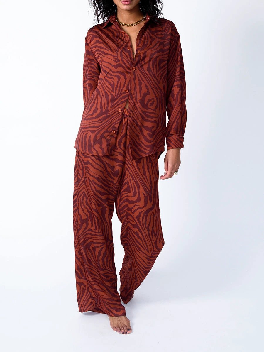 Loose Printed Shirt Women's Suit by GJG Denim
