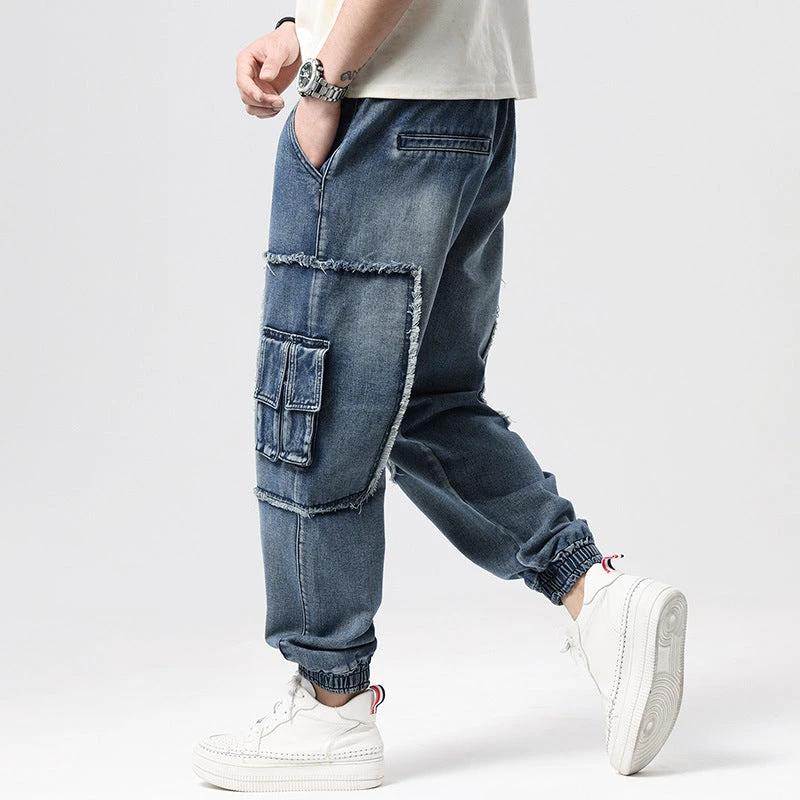 Men's Nostalgic Retro Multi-pocket Jeans by GJG Denim