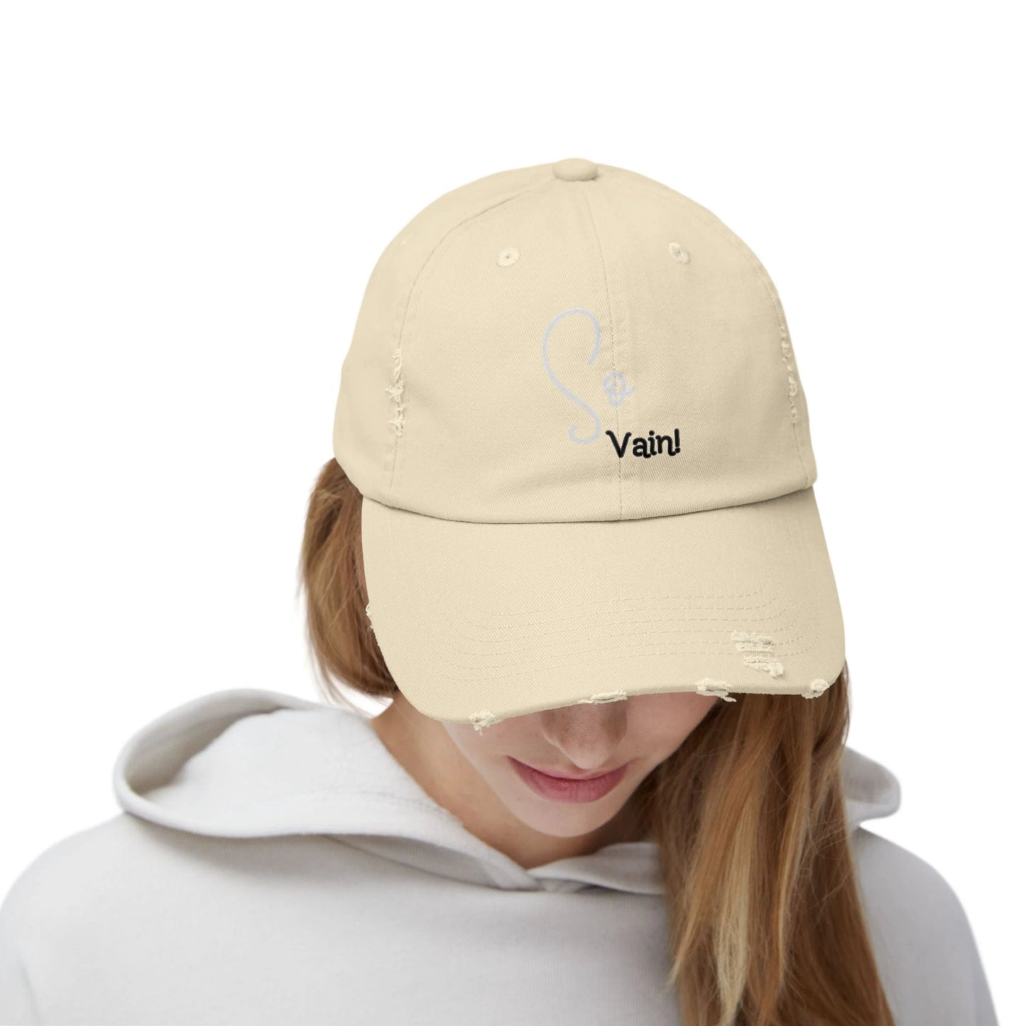 So vain Unisex Distressed Cap by Printify