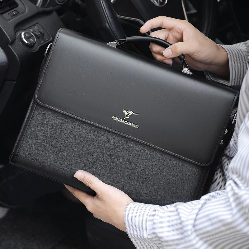 Men's Horizontal Leather Briefcase by GJG Denim