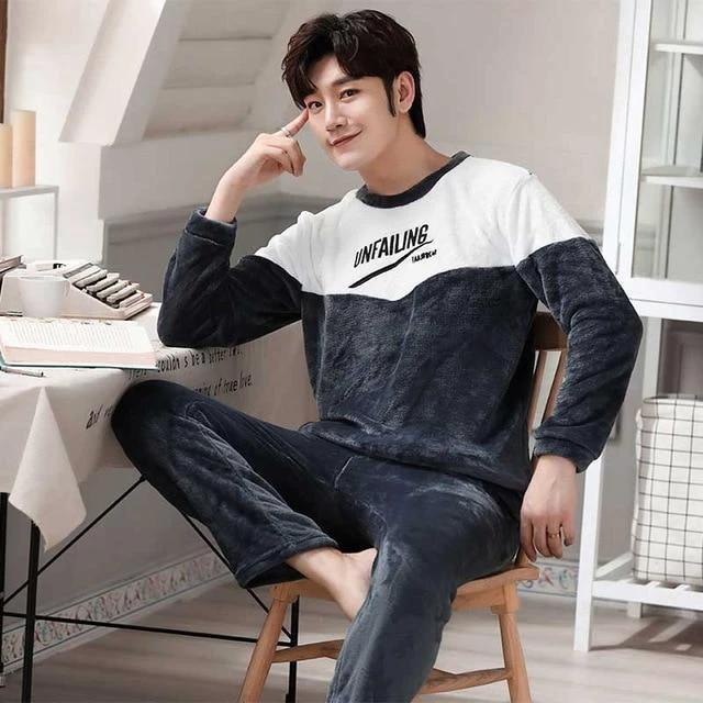 Long Sleeve Padded Flannel Pajama Set For Men by GJG Denim