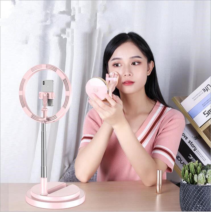 Compatible with Apple, Dimmable Light Selfie Ring LED 10 inch Video Studio Photography Lighting Portable for Youtube Vlog Live Photo with Tripod by GJG Denim