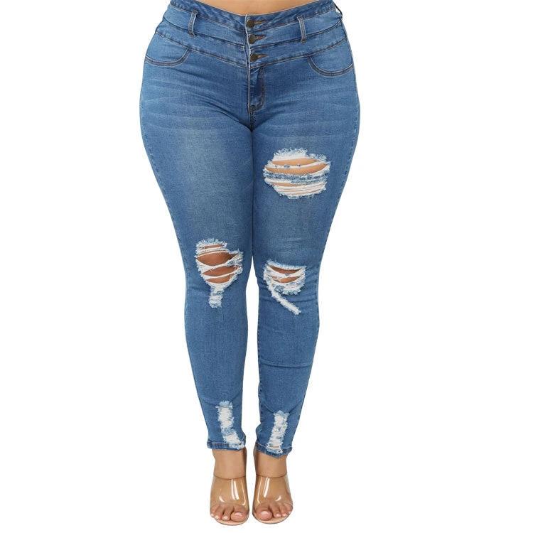 High waist ripped plus size jeans by GJG Denim