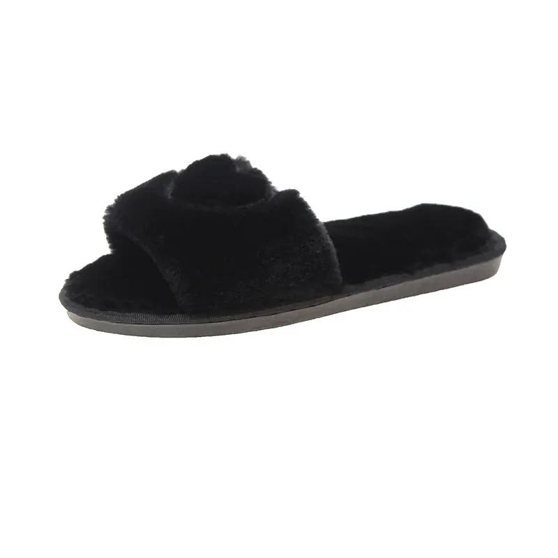 Plush slippers for women by GJG Denim