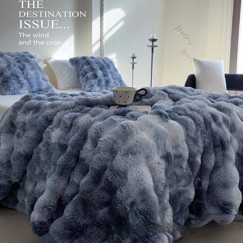 Rabbit Bubble Velvet Thickened Nap Blanket by GJG Denim
