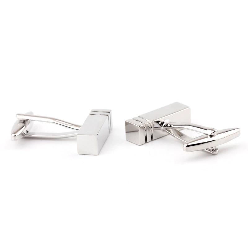 Men's Rectangular Glossy Metal Cufflinks by GJG Denim