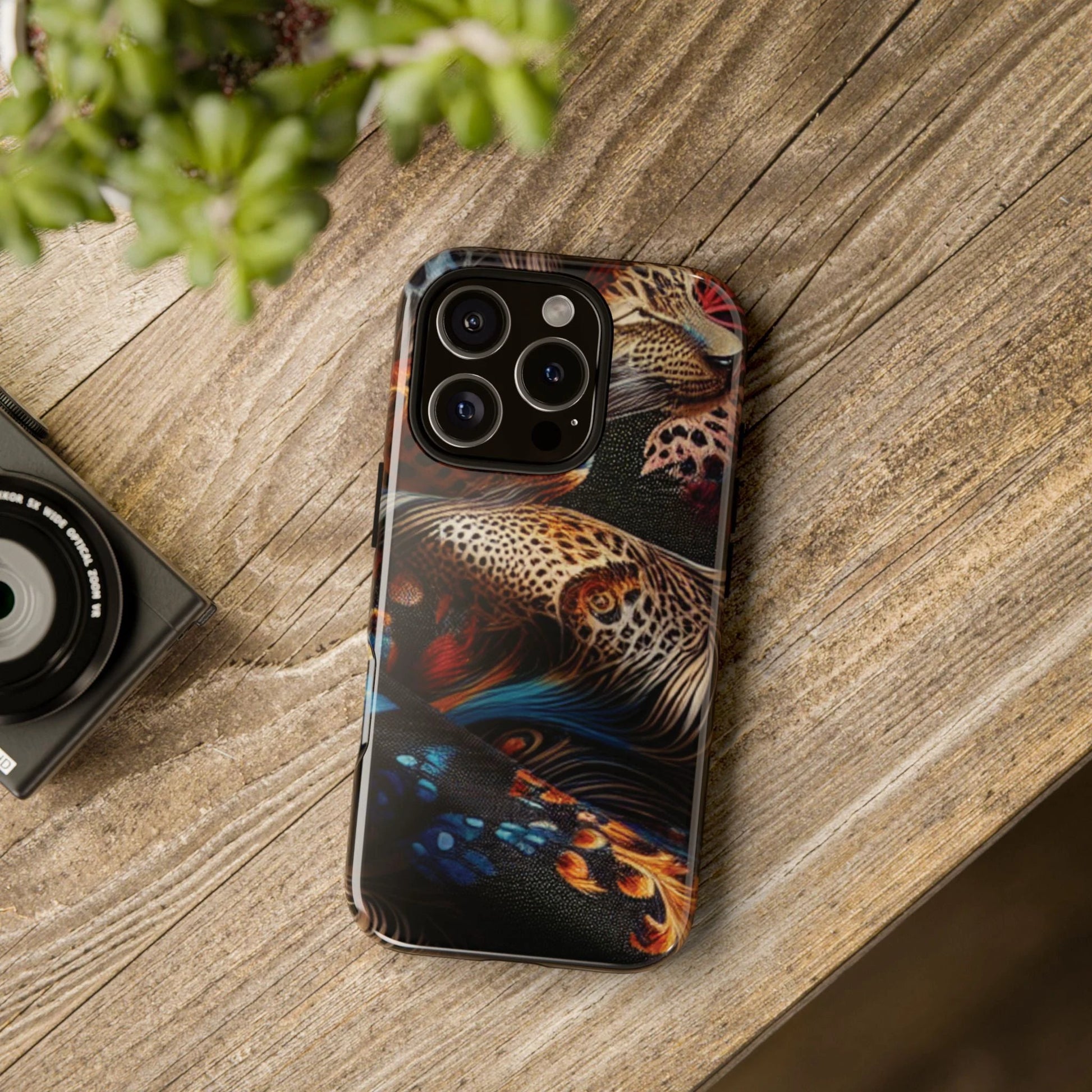 Stylish Tough Phone Case with Elegant Black and Gold Design by Printify