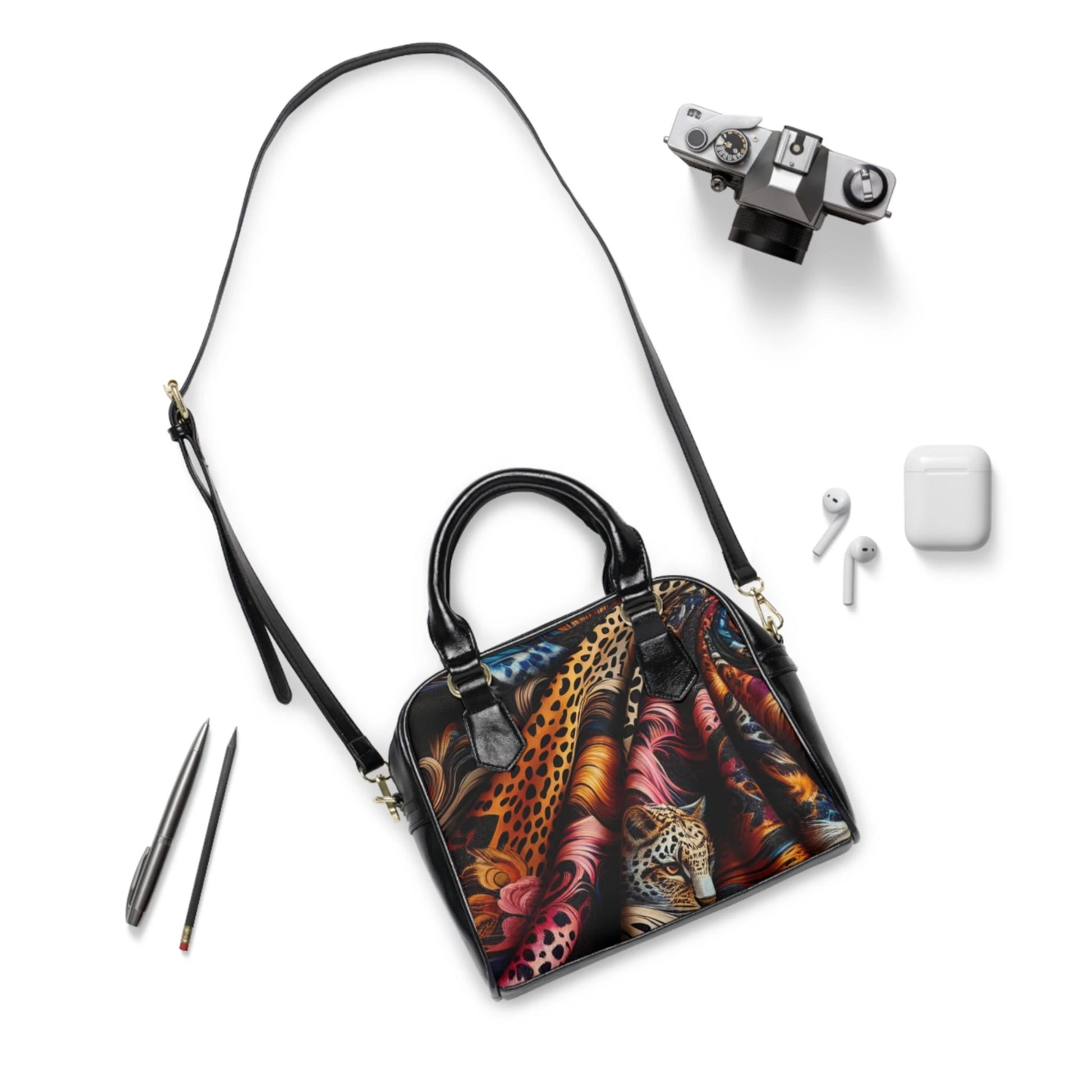 Vibrant Leopard Print Shoulder Handbag - Trendy Tote for Fashion Lovers by Printify