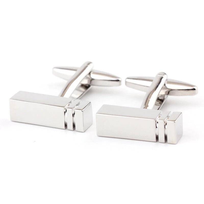 Men's Rectangular Glossy Metal Cufflinks by GJG Denim