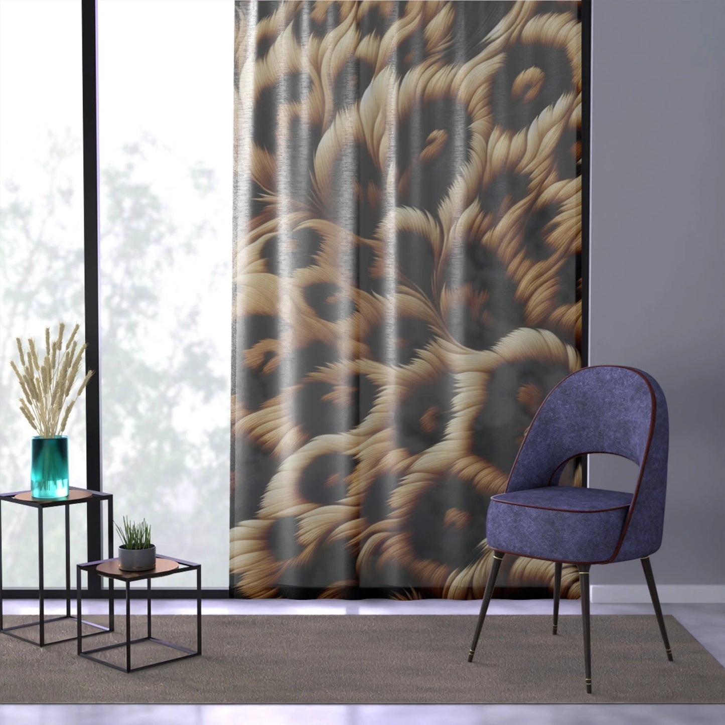 Elegant Animal Print Window Curtain, Chic Home Decor, Living Room Curtains, Boho Style Drapes, Unique Birthday Gift, Stylish Window [...] by Printify