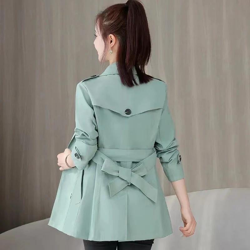 Elegant Slimming British Style Petite Top Student Double Breasted Coat by GJG Denim