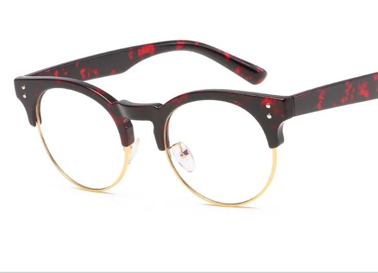 Men's Flat Mirror Glasses, With Retro Wood Grain Frame by GJG Denim