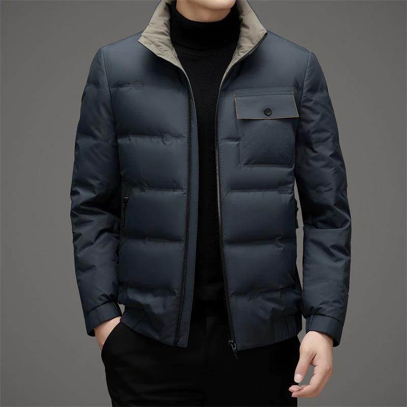Men's Winter Stand Collar Short Thickened Warm Outdoor Down Jacket by GJG Denim