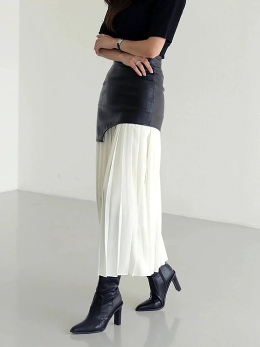 Pleated Contrast High Rise Skirt by Lady Ros