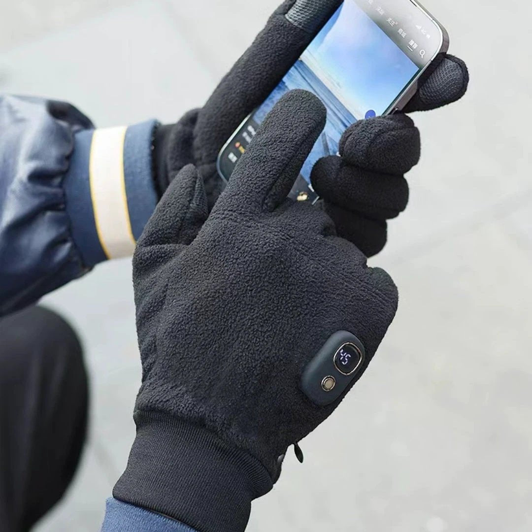 Men's Warm Thick Windproof Electric Heating Gloves by GJG Denim