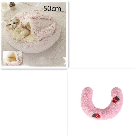 2 In 1 Dog And Cat Bed Pet Winter Bed Round Plush Warm Bed House Soft Long Plush Pets Bed Pet Products by GJG Denim