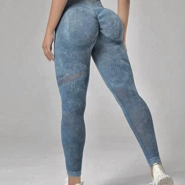 Hollow Design Seamless Leggings High Waist Hip Lifting Running Sports Fitness Yoga Pants Fashion Womens Clothing by GJG Denim