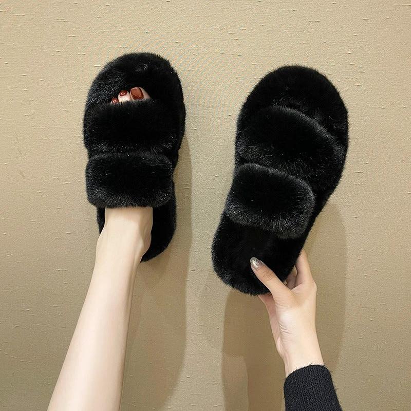 Fuzzy Slippers Women House Shoes Fluffy Bedroom Slippers by GJG Denim