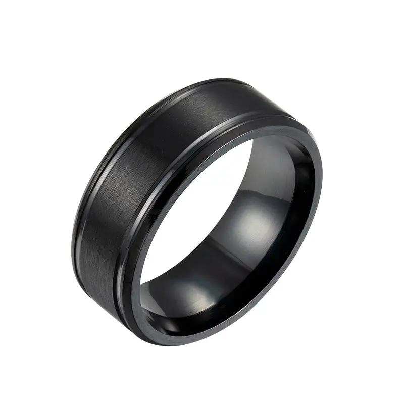 Men's Ring Black Sliver Gold 8MM by GJG Denim