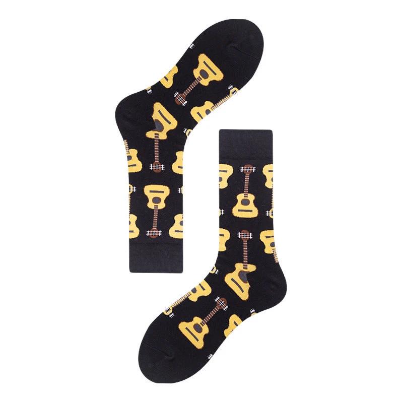 Men's Colorful Guitar Cotton Socks by GJG Denim