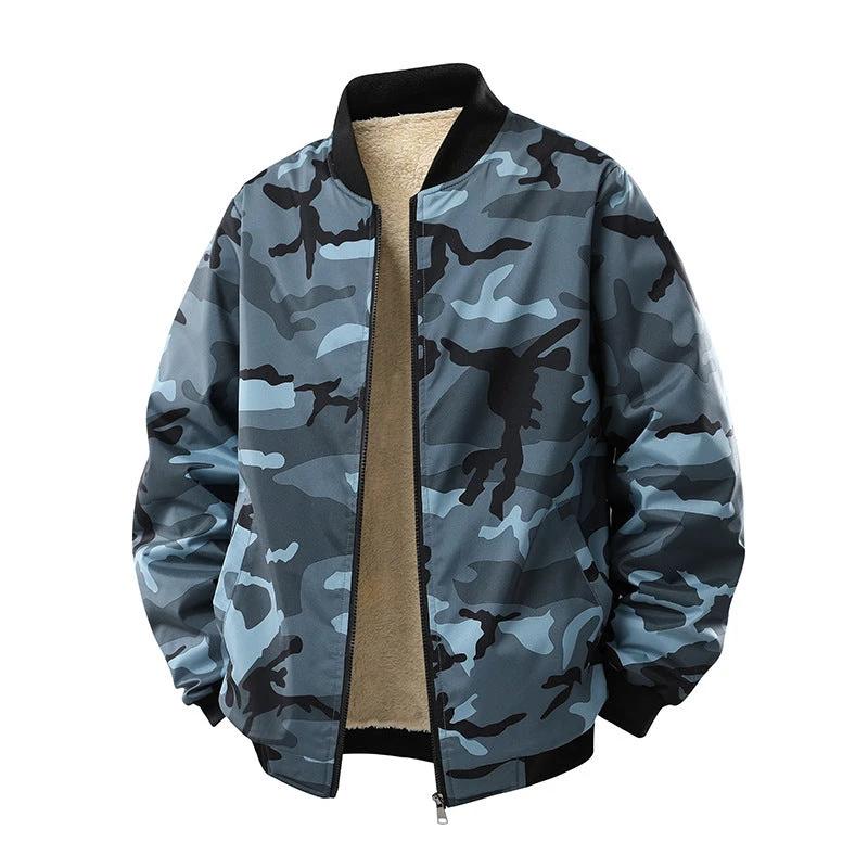 Men's Fleece-lined Thick Casual Camouflage Jacket by GJG Denim