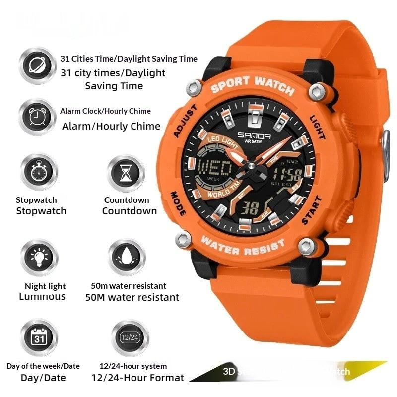 Men's Dual-display Luminous Chronograph Watch For Hiking by GJG Denim