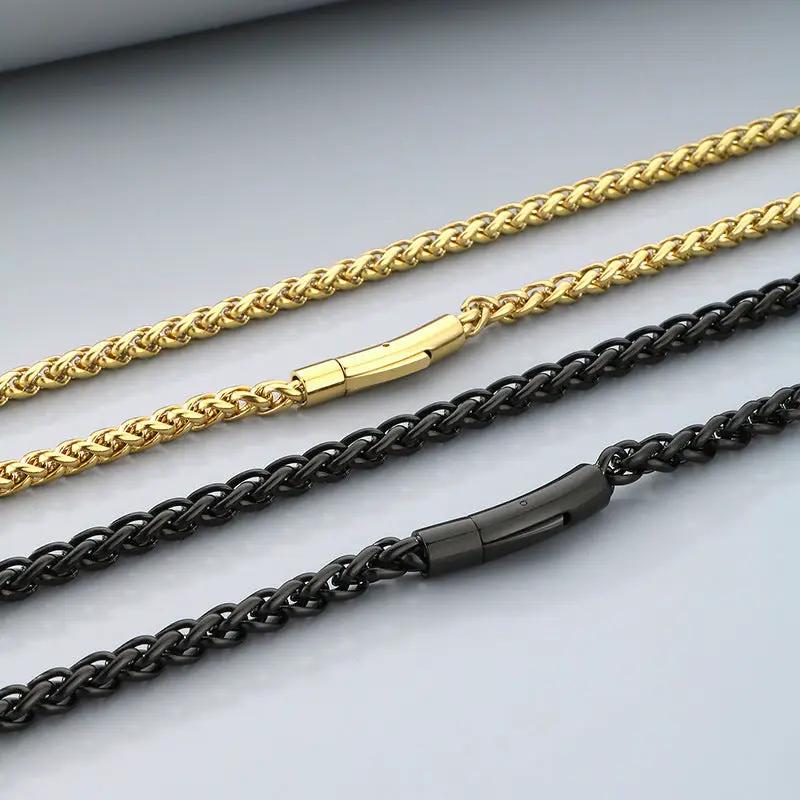 6mm Release Buckle Stainless Steel Titanium Steel Necklace For Men by GJG Denim