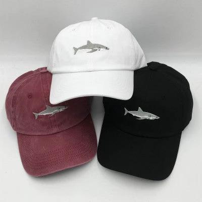 Embroidered Shark Baseball Cap For Men by GJG Denim