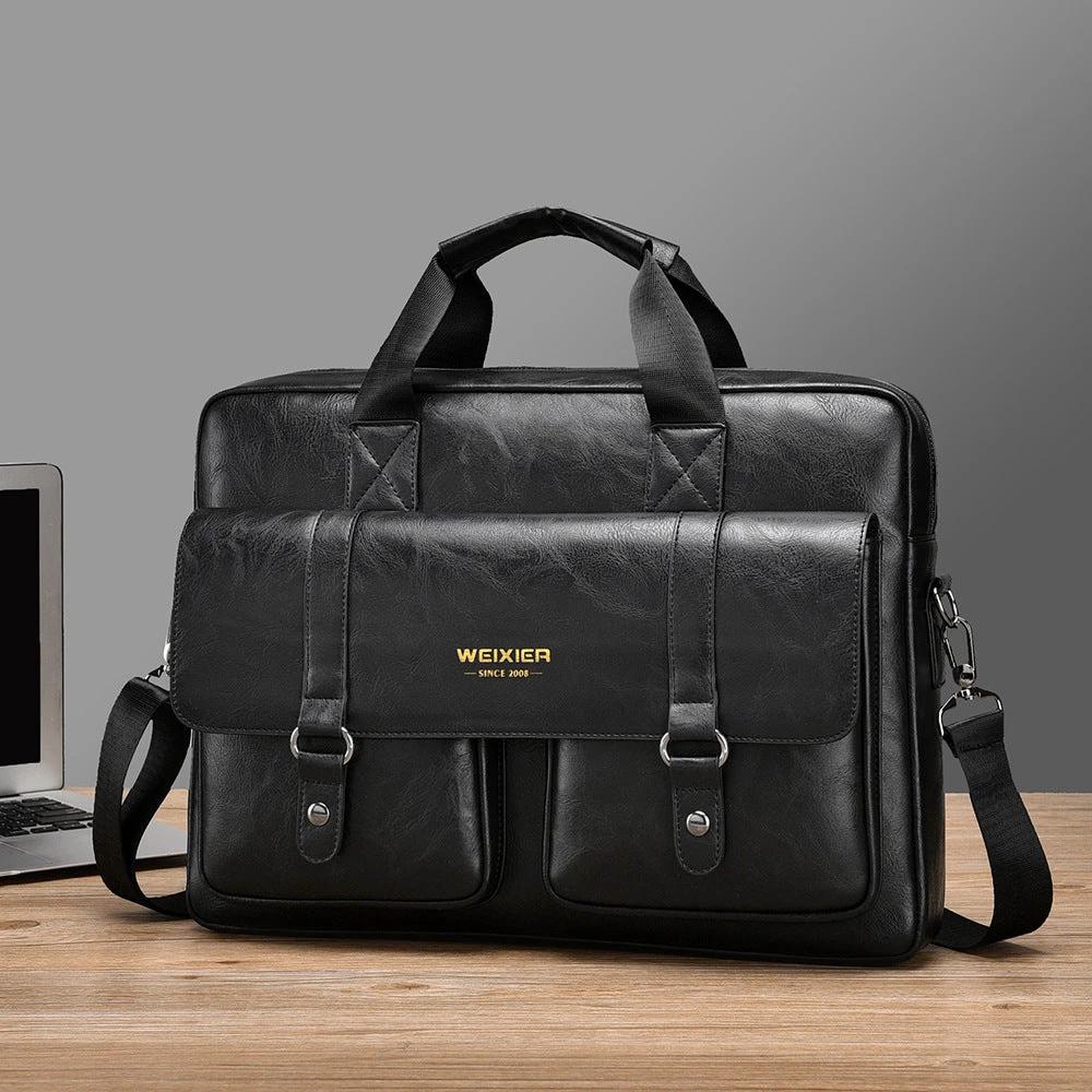 Men's Business Large-Capacity Shoulder Crossbody Briefcase by GJG Denim