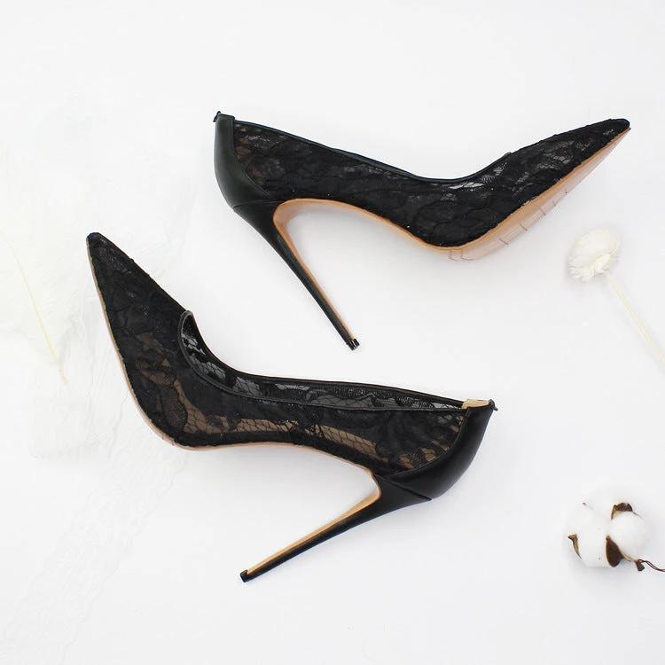 Lace hollow high heels by GJG Denim