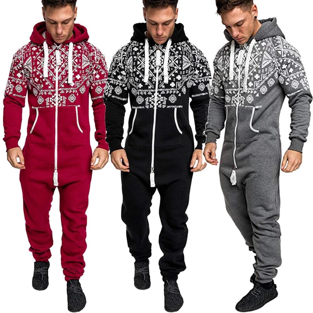 Men's Printed One-piece Pajamas by GJG Denim