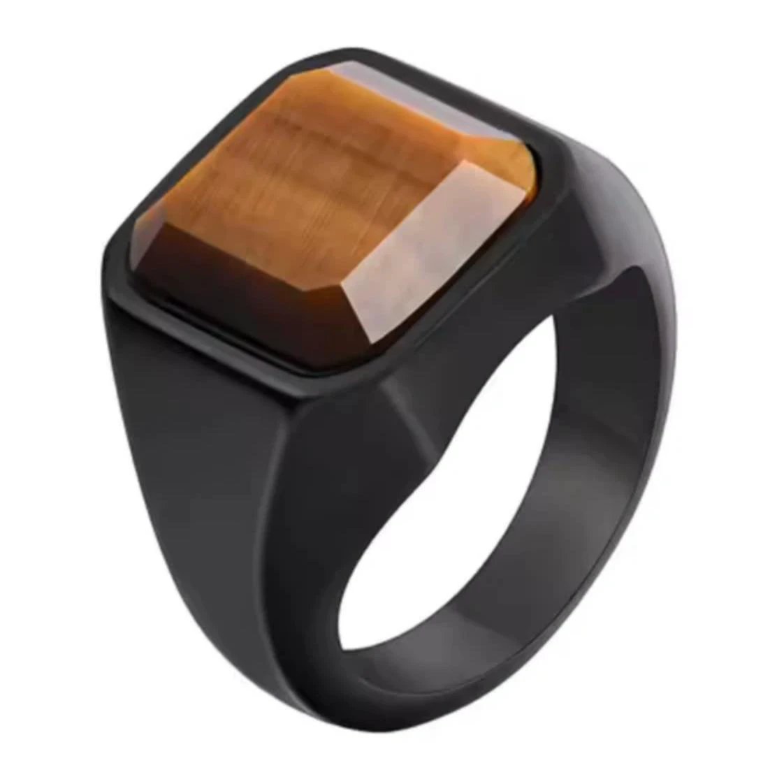 Men's Gemstone Titanium Steel Ring Vintage Style by GJG Denim