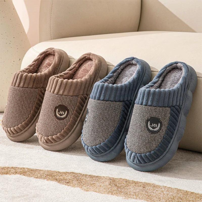 Men's Colorblock Indoor Thick-soled Fleece Sippers by GJG Denim