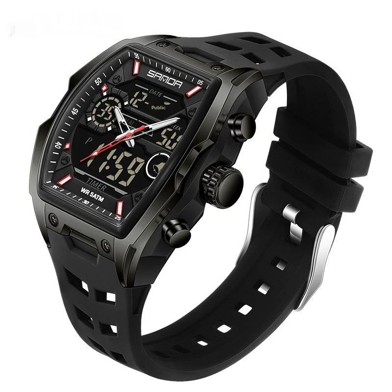 Multifunctional Cask-Shaped Luminous Sports Electronic Watch For Men by GJG Denim