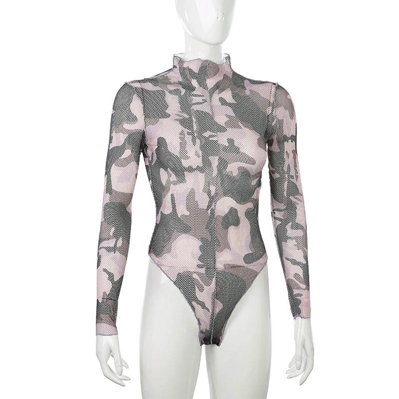 Mesh headpiece bodysuit by GJG Denim