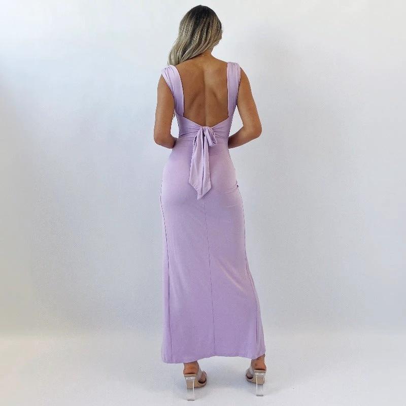Slim Sleeveless Slit Dress With Back Tie Design Fashion Temperament Dresses For Women Clothing by GJG Denim