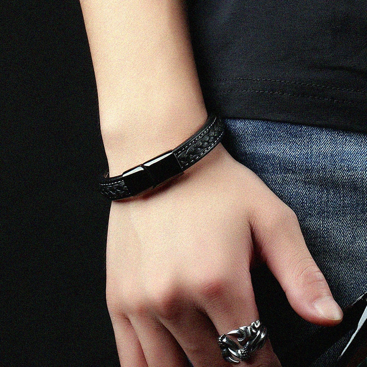 Men's Black Titanium Steel Bracelet by GJG Denim