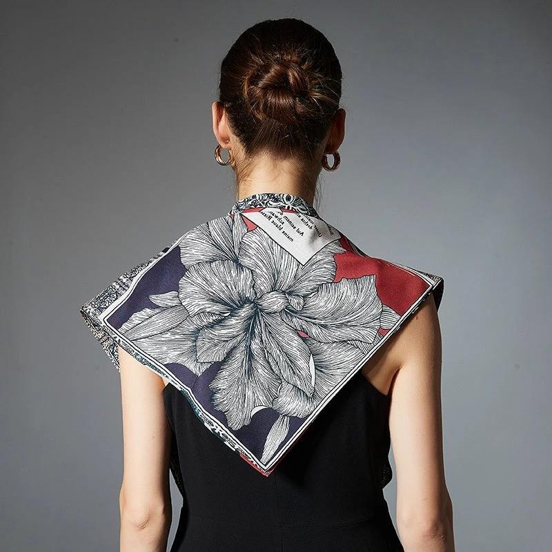 Thin Headcloth Duplex Printing Silk Scarf Square Scarf by GJG Denim