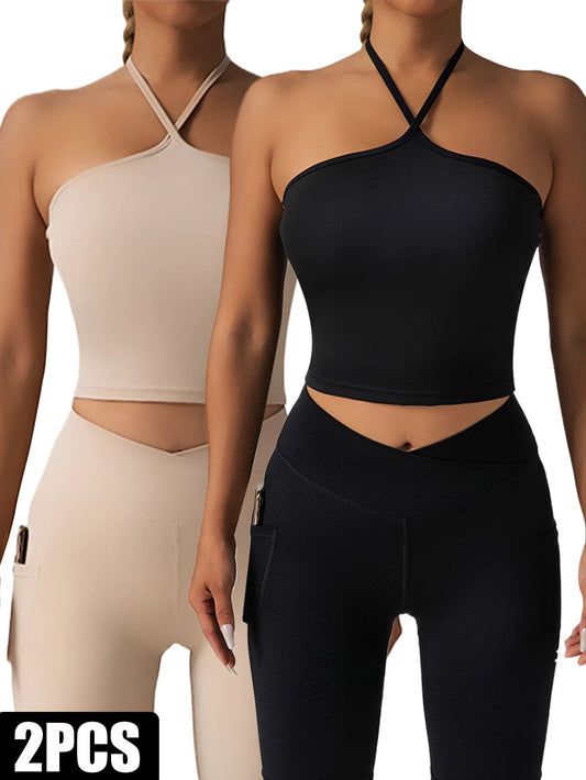 2 Pieces Sports Bra Athletic Running Sports Bra by GJG Denim