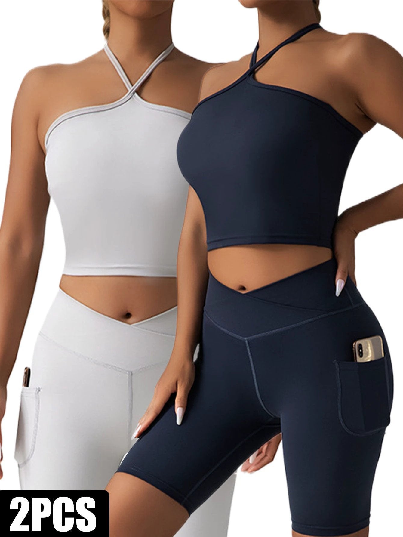 2 Pieces Sports Bra Athletic Running Sports Bra by GJG Denim