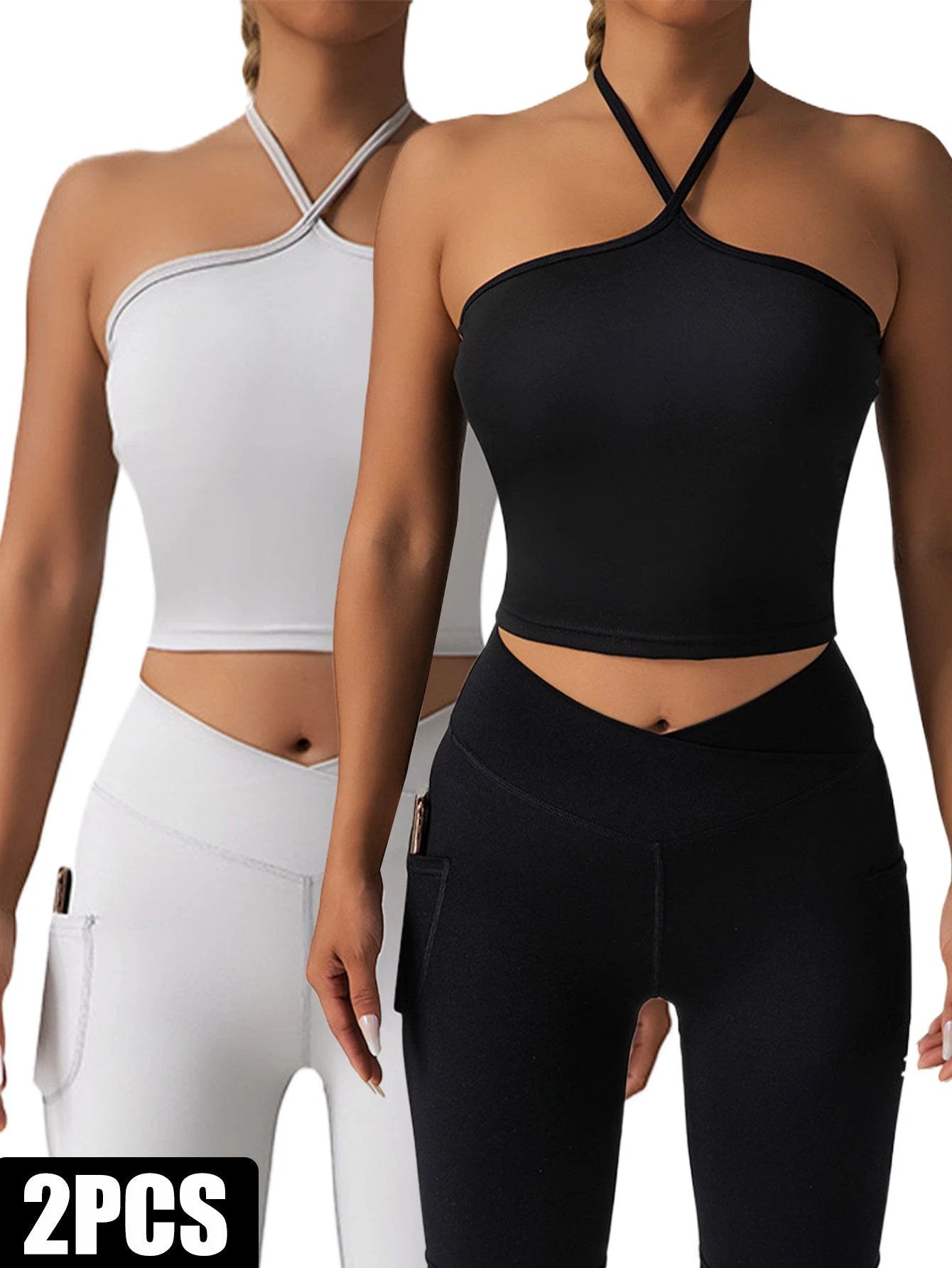 2 Pieces Sports Bra Athletic Running Sports Bra by GJG Denim
