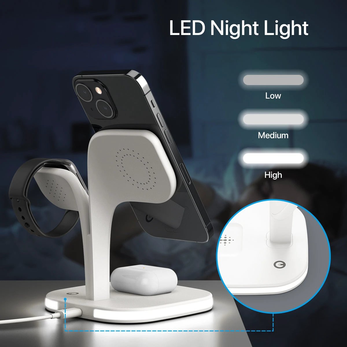 5-in-1 Magnetic Real Wireless Desktop Fast Charging Station For Multiple Devices by GJG Denim