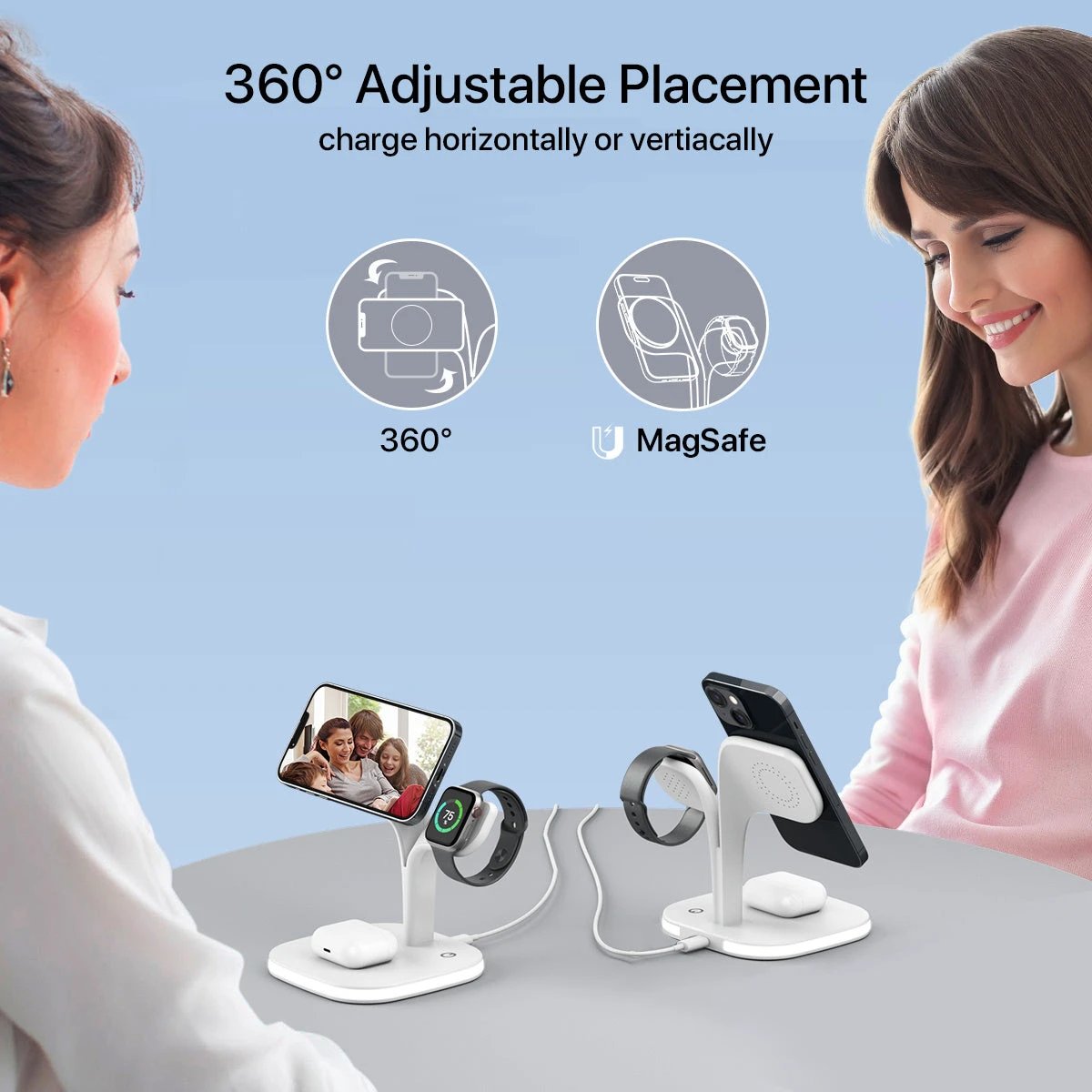 5-in-1 Magnetic Real Wireless Desktop Fast Charging Station For Multiple Devices by GJG Denim