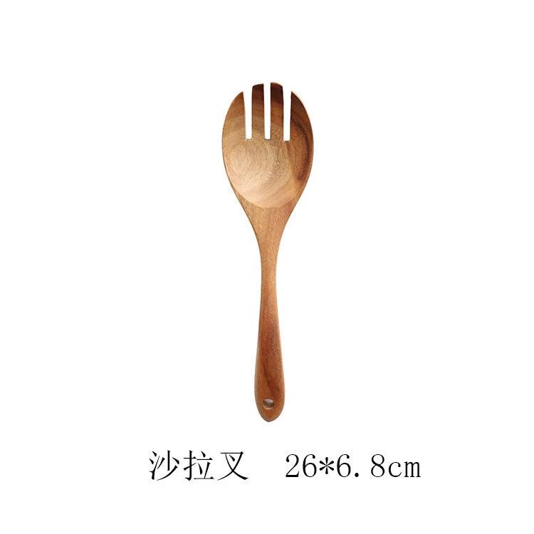 Teak Natural Wood Kitchen Utensils Set by GJG Denim