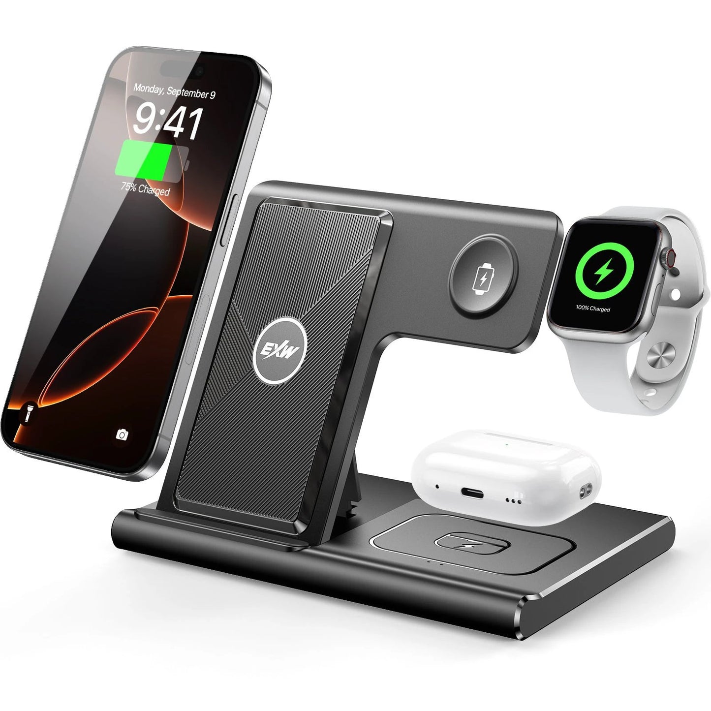3 In 1 Wireless Charging Sation For Multiple Devices 15W Fast Charging Stand by GJG Denim