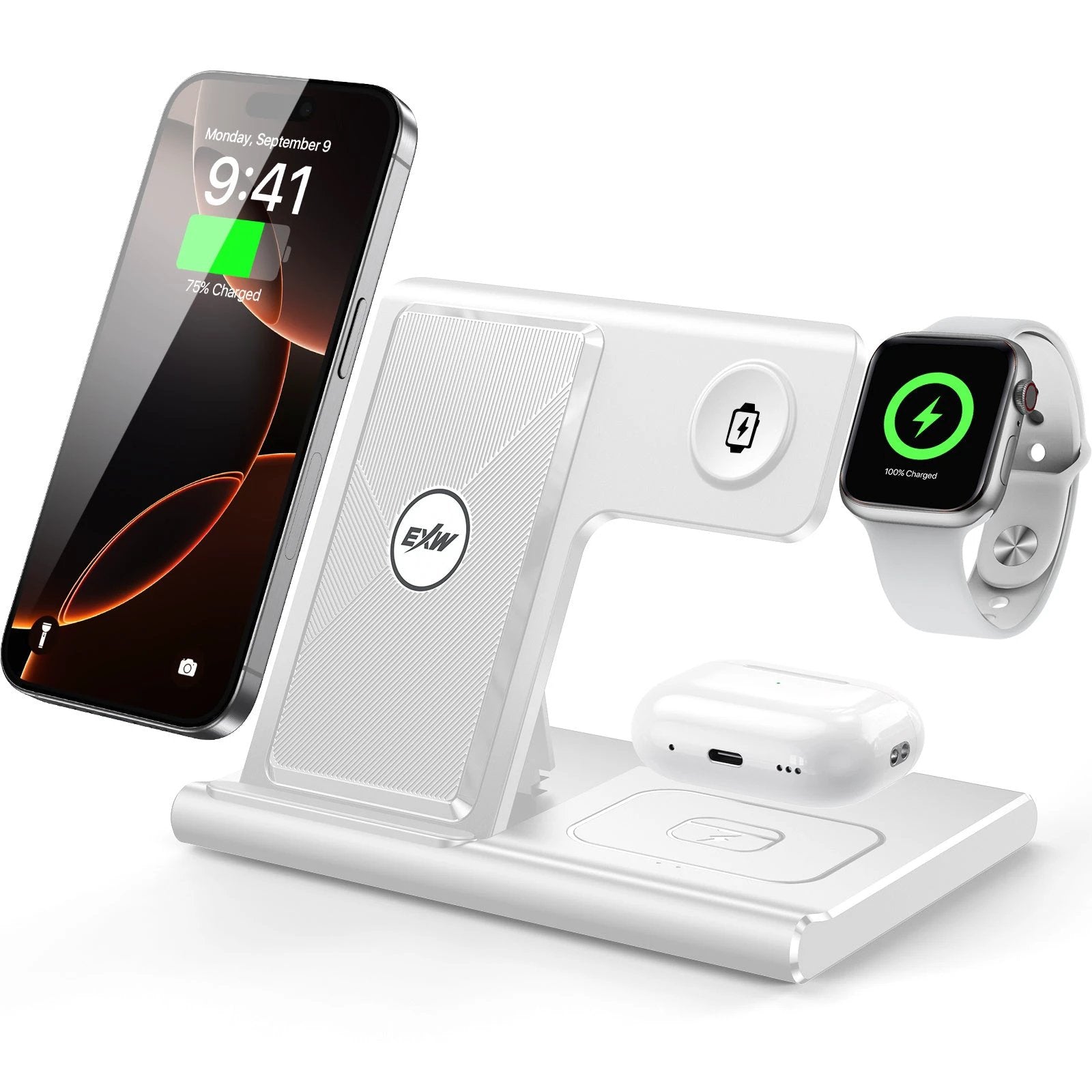 3 In 1 Wireless Charging Sation For Multiple Devices 15W Fast Charging Stand by GJG Denim