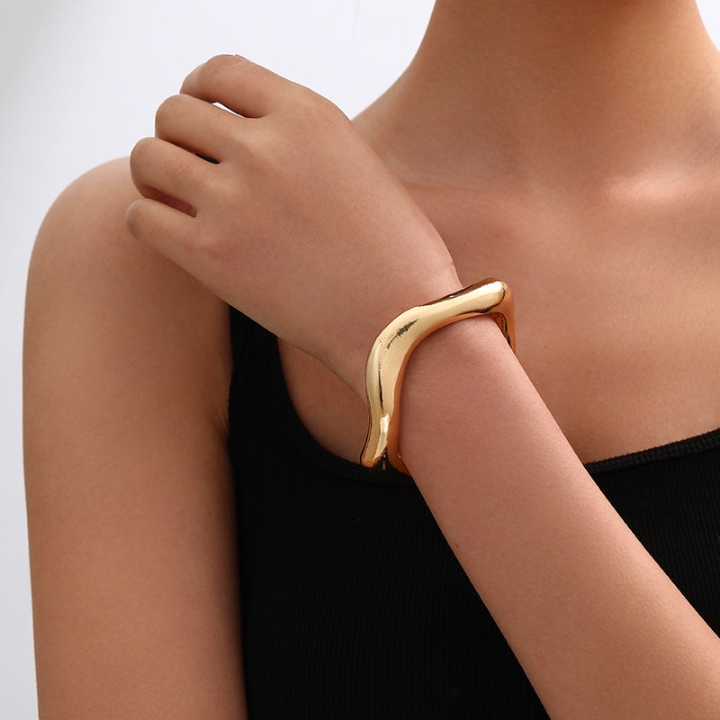 Metal Irregular Lava Bracelet For Women Fashion Special-interest Open-end Polished by GJG Denim